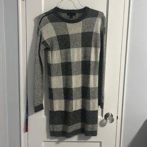 Gray, off white plaid sweater dress.